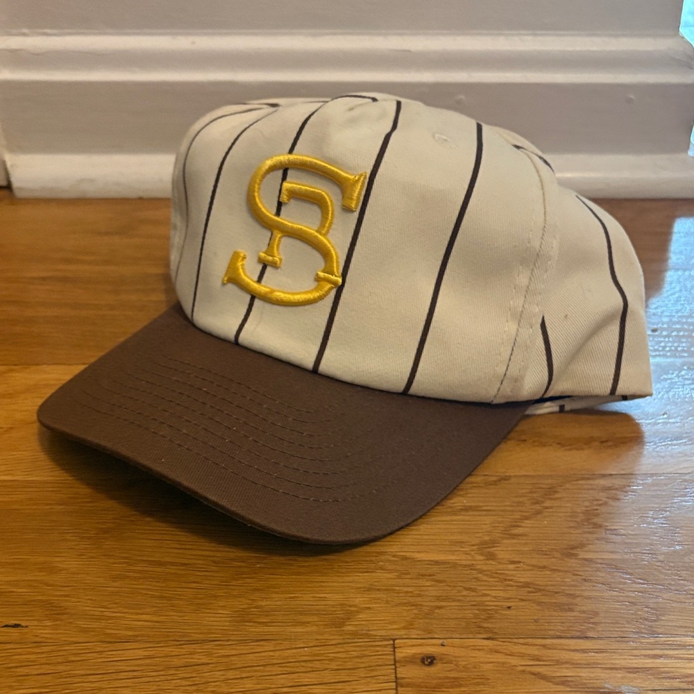 Striped Seager Baseball Cap with Yellow Embroidered 'S'